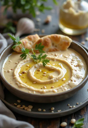 Poslužen tahini umak s curryjem i češnjakom