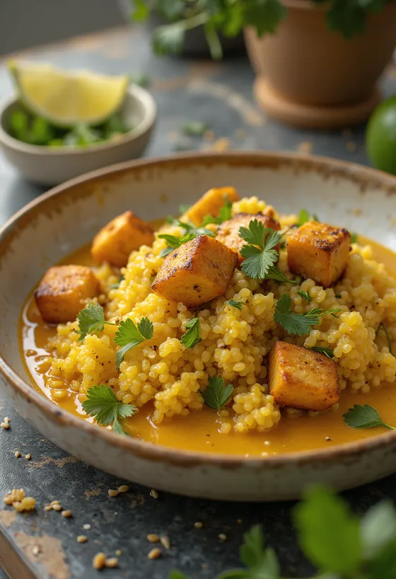 Curry kvinoja s limetom i tofuom