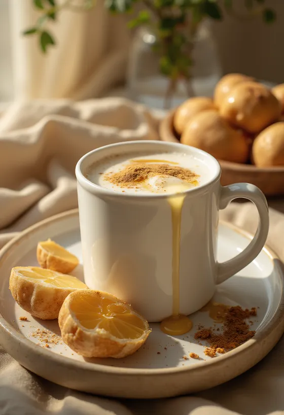 Medeno mlijeko u šalici ukrašeno cimetom